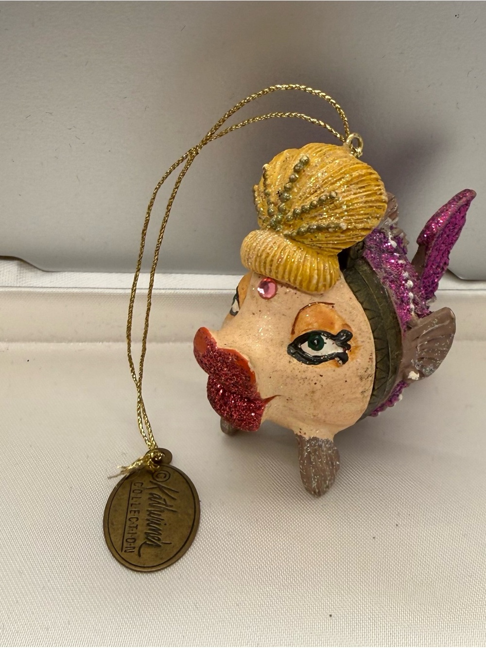 Kathrine’s Collection Glitter Fish Hinged Trinket Box Ornament Whimsical